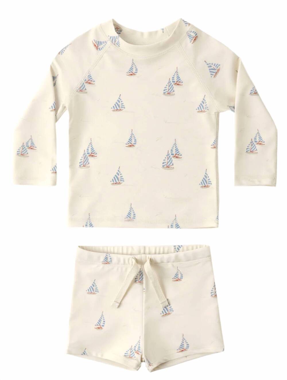 NEW RYLEE + CRU kid's set sail rashguard set in natural